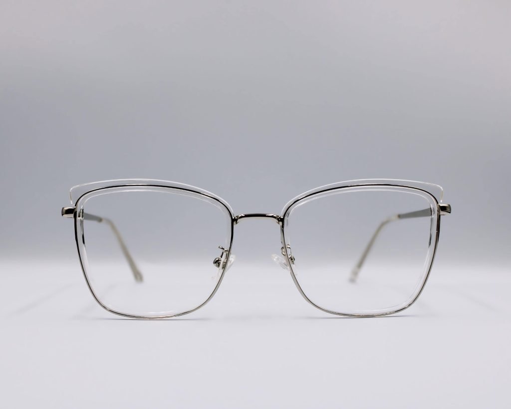 Gafas de montura para mujer plateada