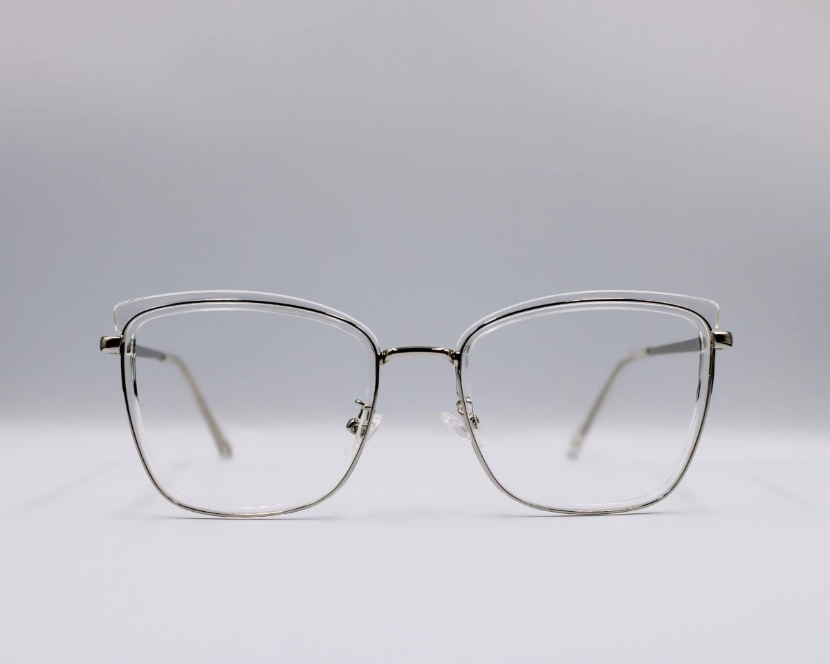 Gafas de montura para mujer plateada