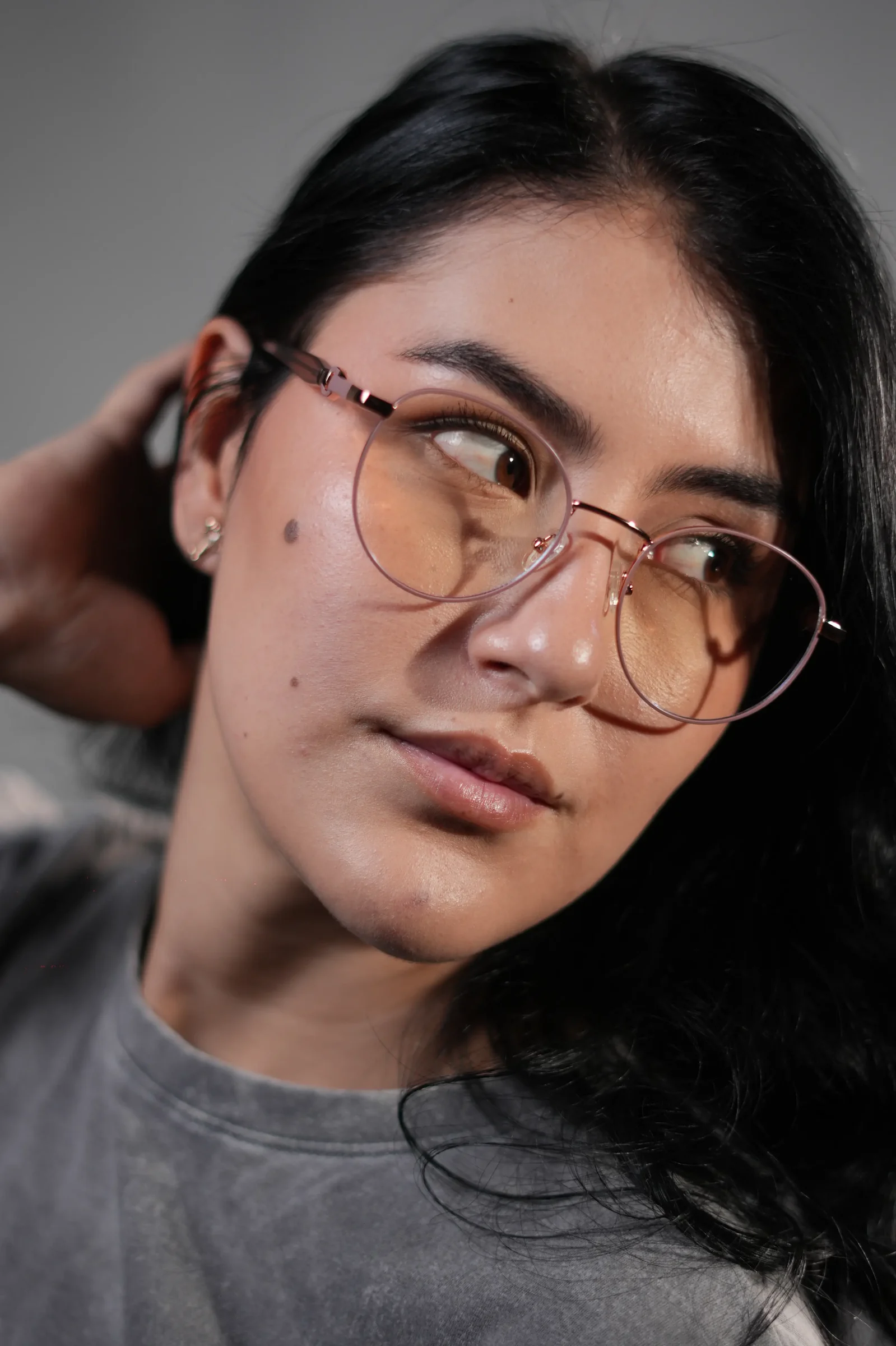 Gafas circulares mujer oro rosa