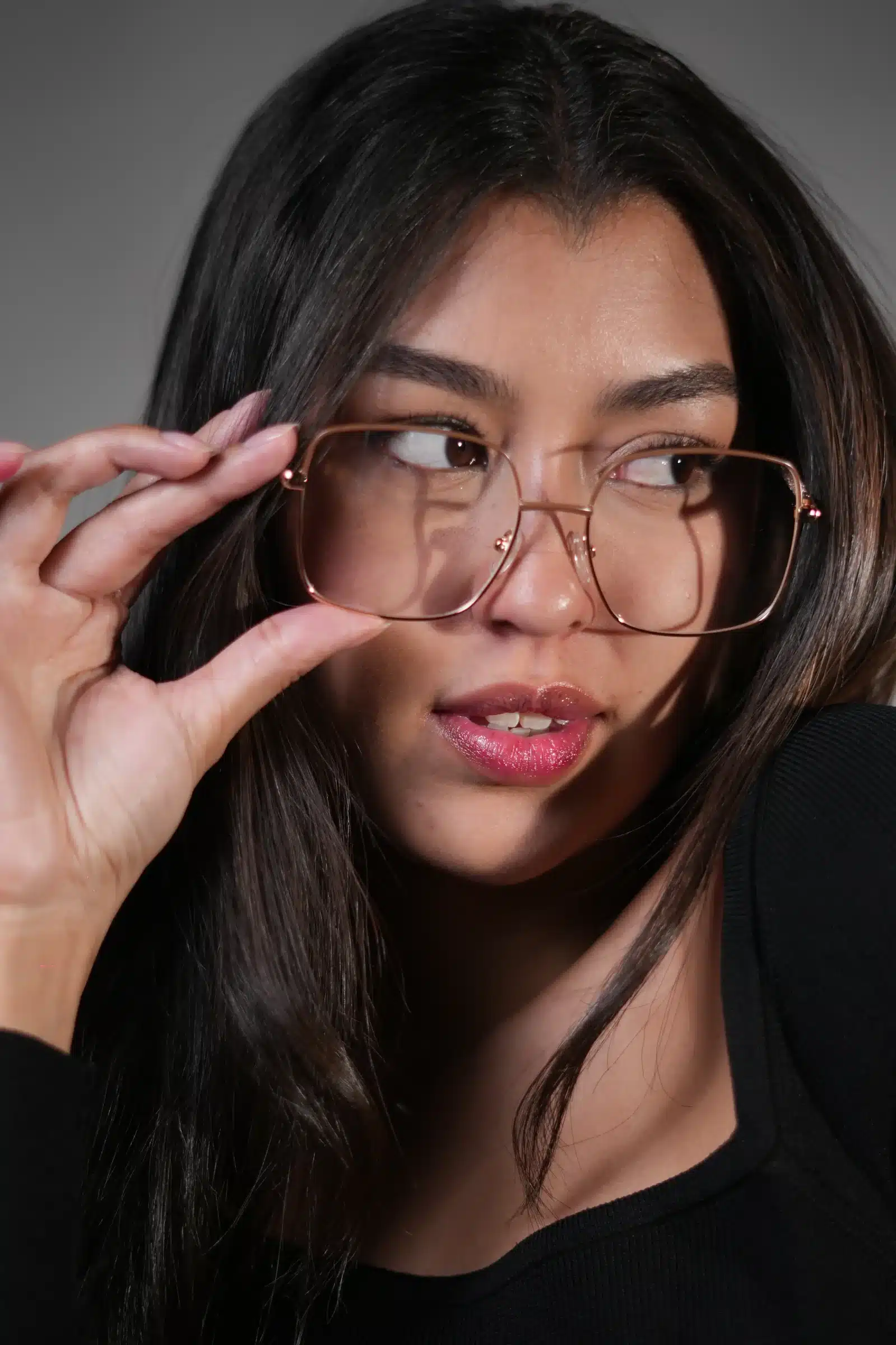 Gafas cuadradas mujer oro rosa de moda estilo elegante