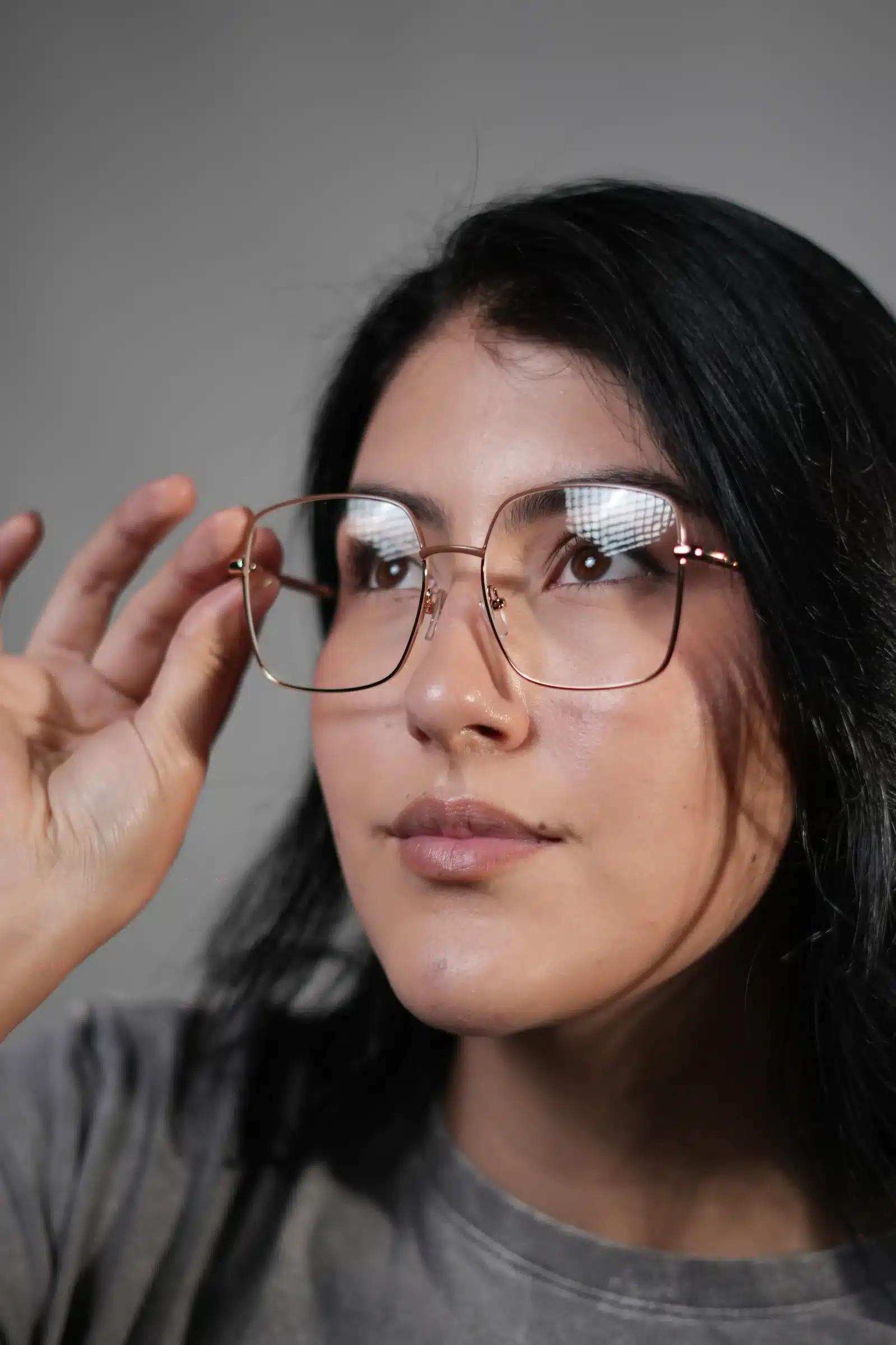 Gafas cuadradas mujer oro rosa estilo elegante