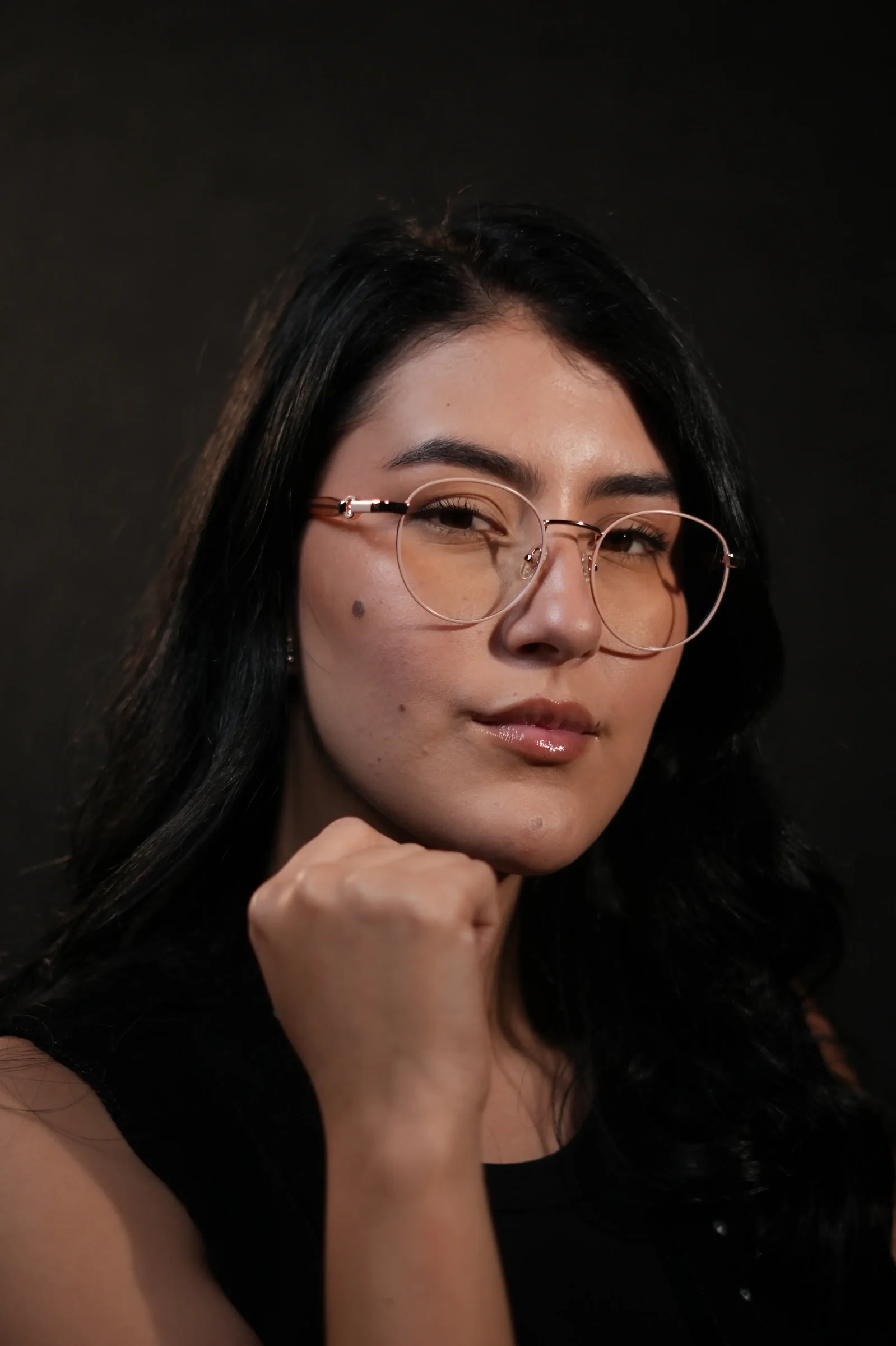 Gafas de aumento redondas oro rosa para mujer