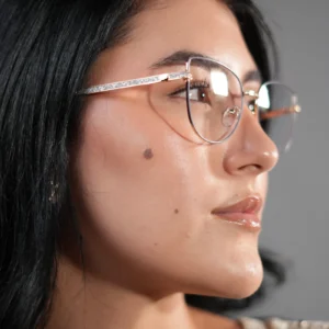 Gafas ojo de gato para mujer metálicas lila y dorado – Ref. 82151
