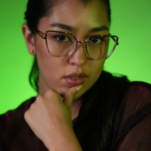 Gafas ojo de gato para mujer metálicas negro y oro rosa – Ref. 82144