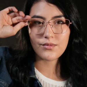 Gafas ojo de gato para mujer metálicas oro rosa – Ref. 82154