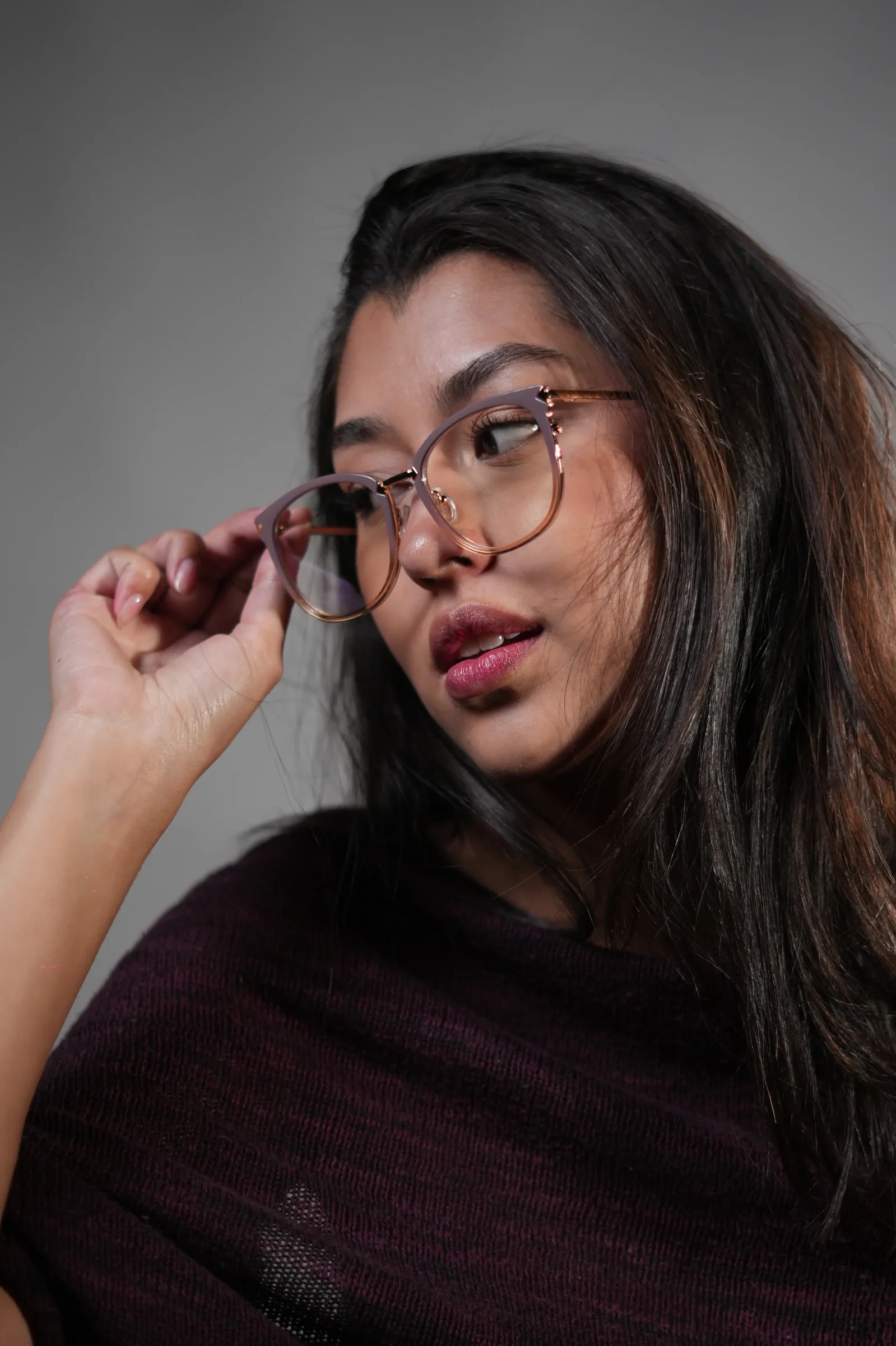 Gafas estilo gato malva para mujer