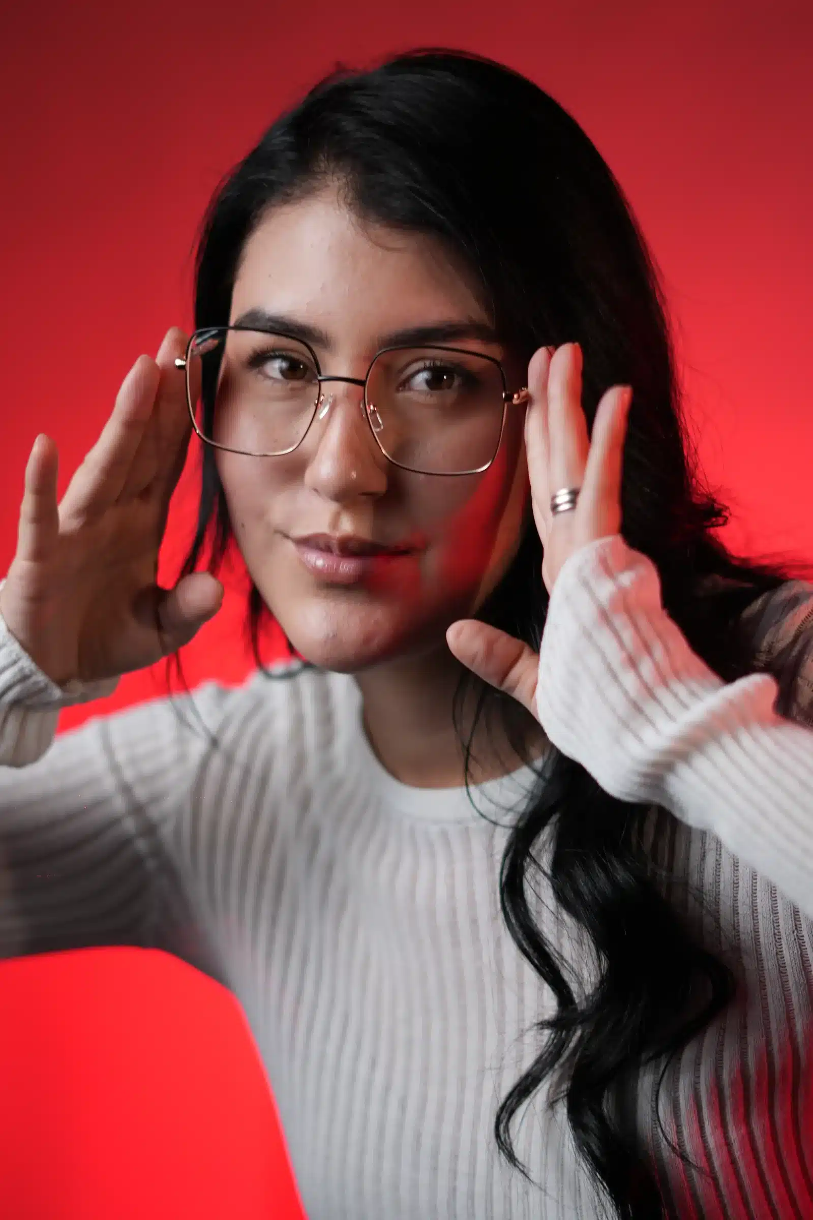 Gafas formuladas cuadradas oro rosa para mujer estilo moderno