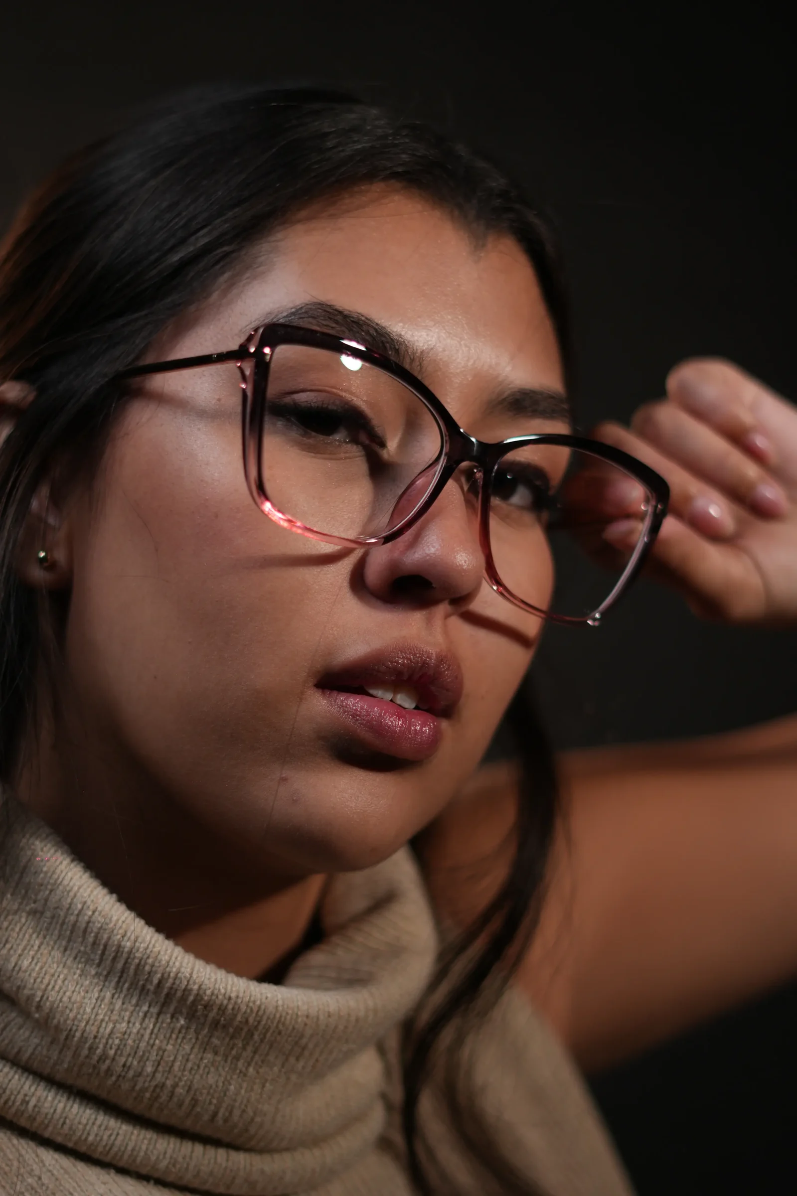 Gafas formuladas ojo de gato negro degradado rosado para mujer