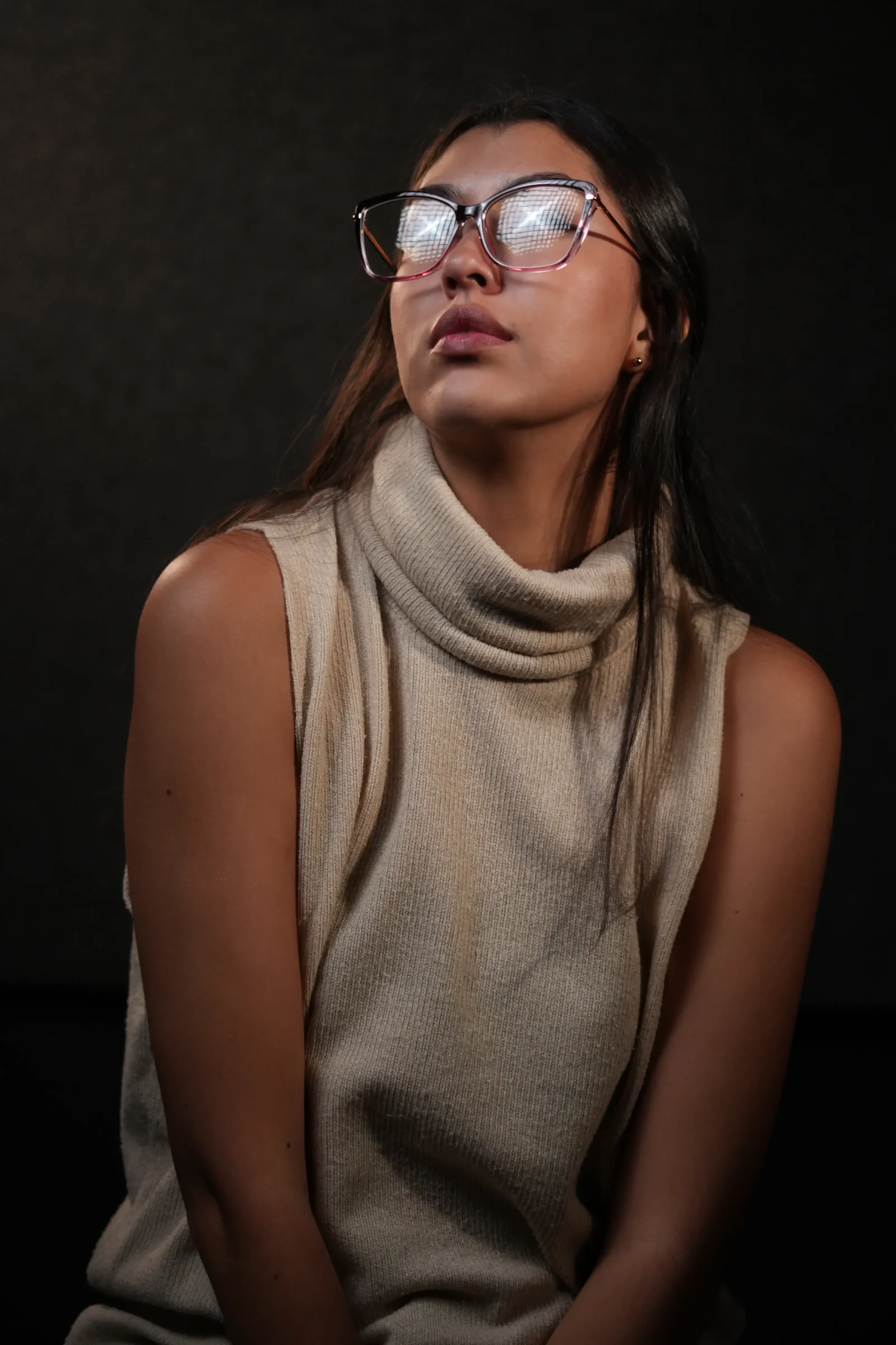 Gafas gato mujer negro degradado rosado