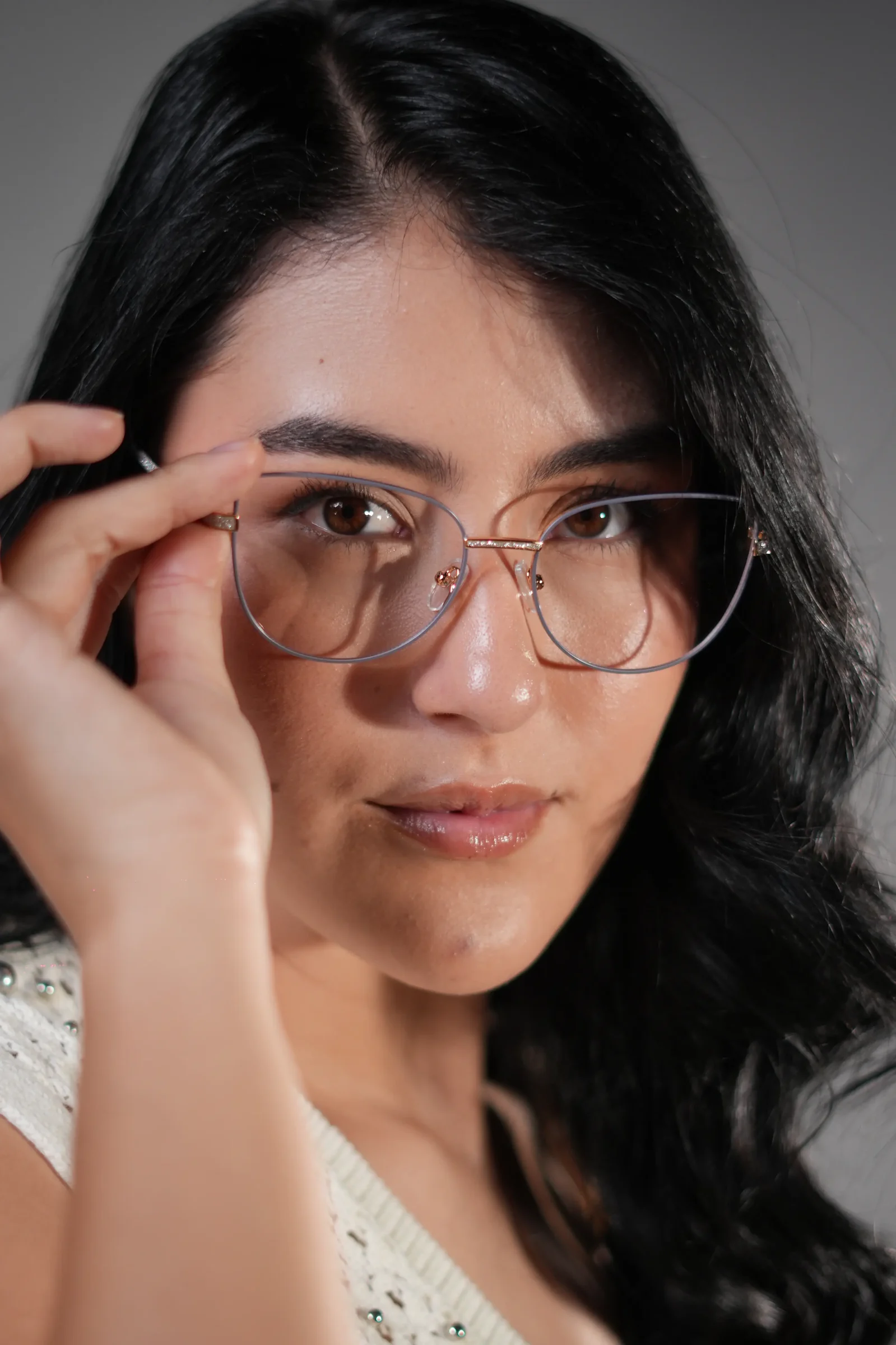 Gafas ojo de gato para mujer lila y dorado
