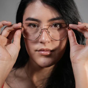 Gafas ojo de gato para mujer metálicas oro rosa y dorado – Ref. 82036