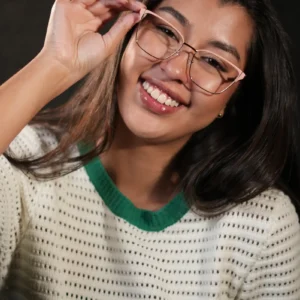 Gafas ojo de gato para mujer combinadas rosado y dorado – Ref. 81657