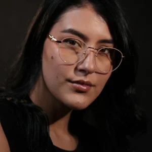 Gafas redondas para mujer metálicas oro rosa – Ref. 85028