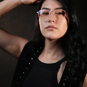 Gafas redondas para mujer metálicas oro rosa – Ref. 85028