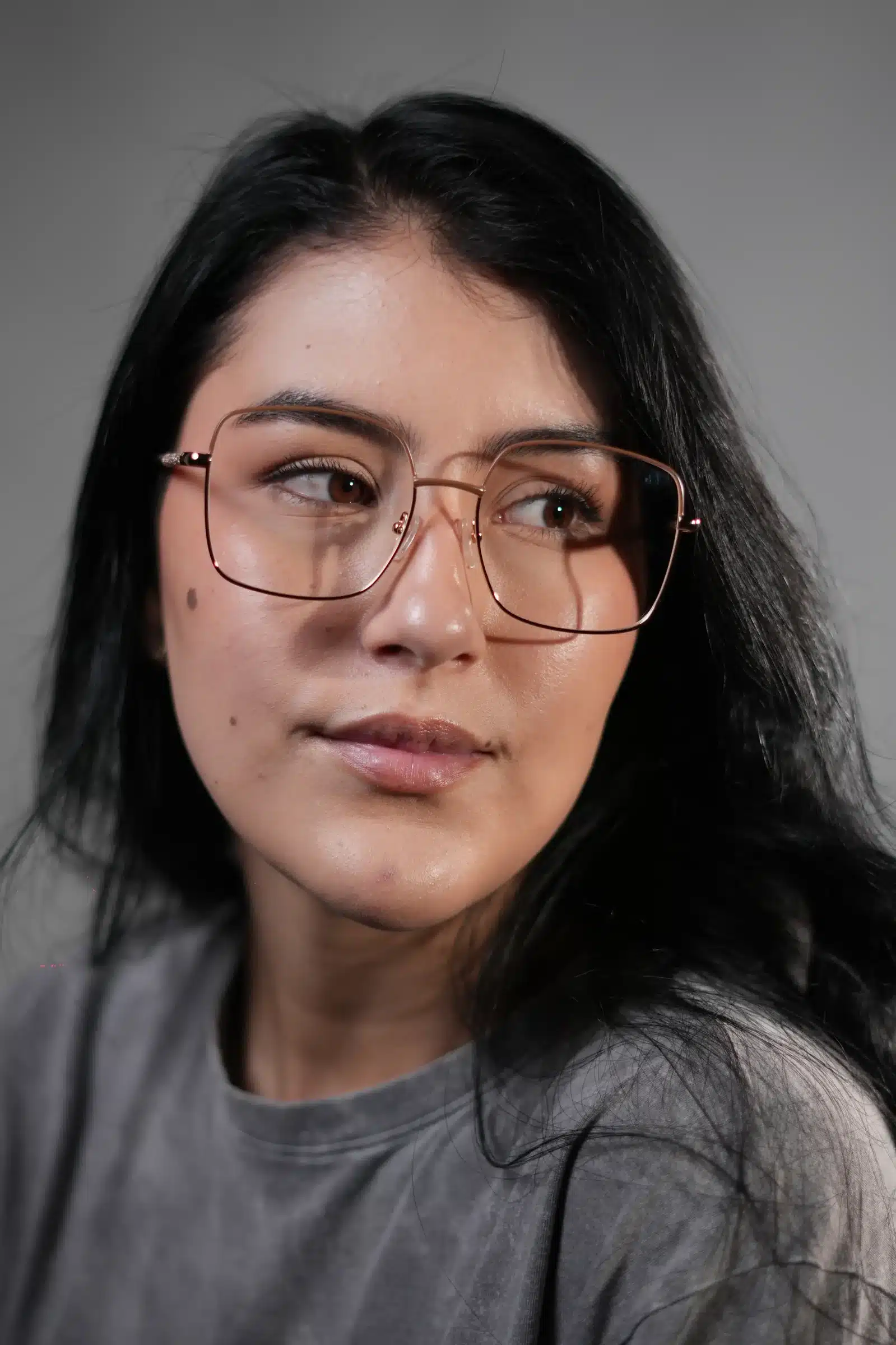 Lentes cuadrados para mujer oro rosa estilo moderno