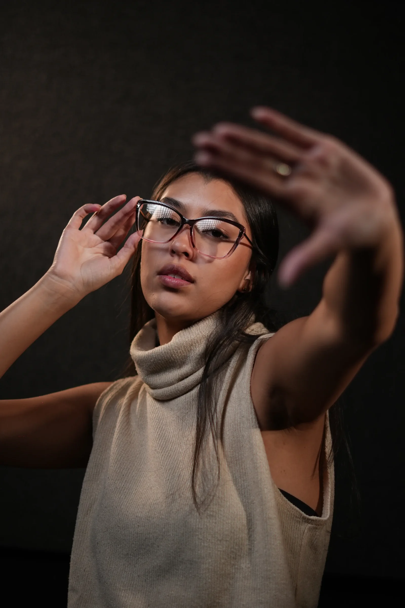 Lentes de gato para mujer negro degradado rosado