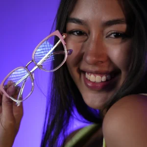 Gafas ojo de gato para mujer combinadas rosado y dorado – Ref. 82117