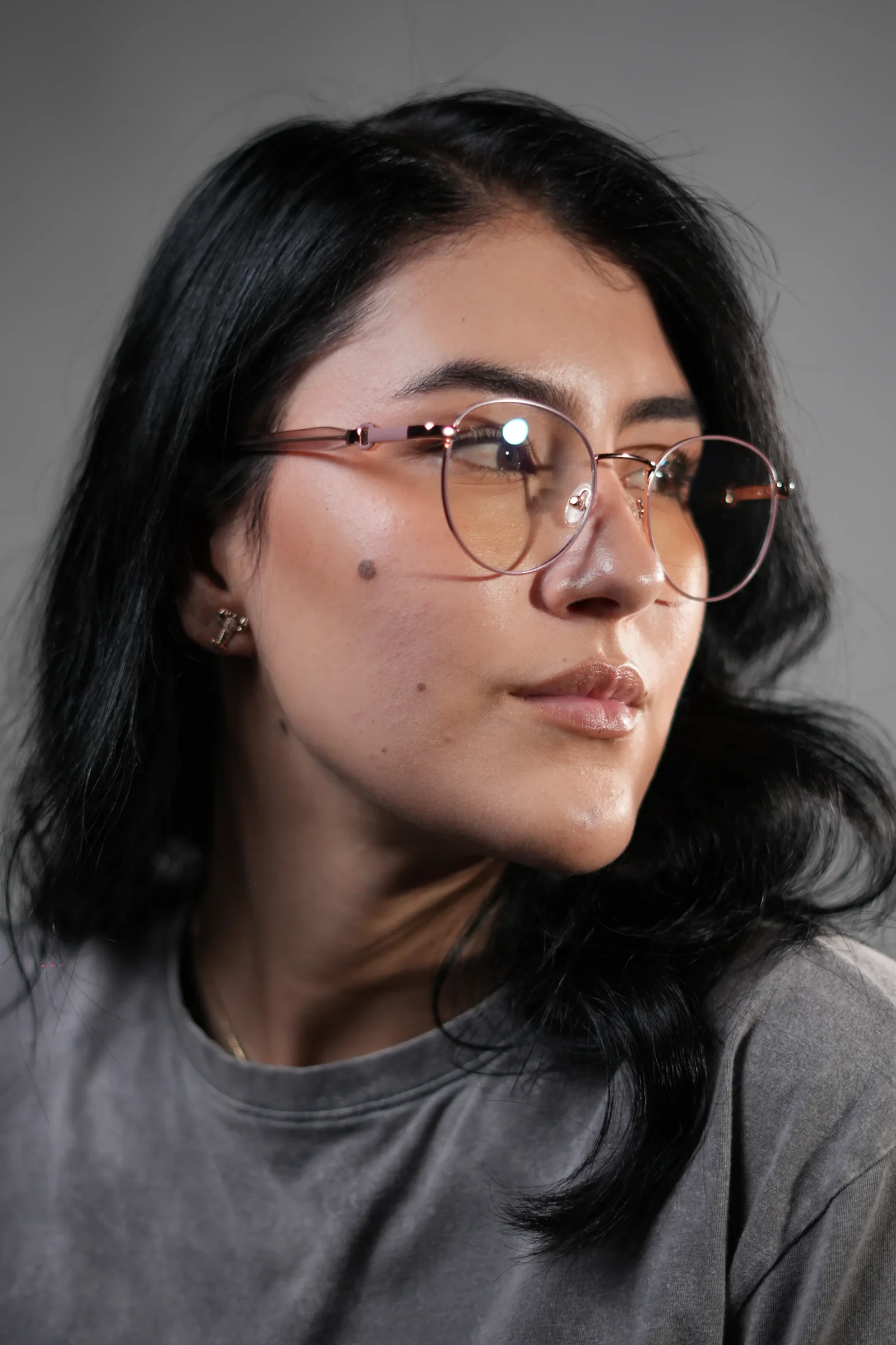 Lentes redondos mujer oro rosa