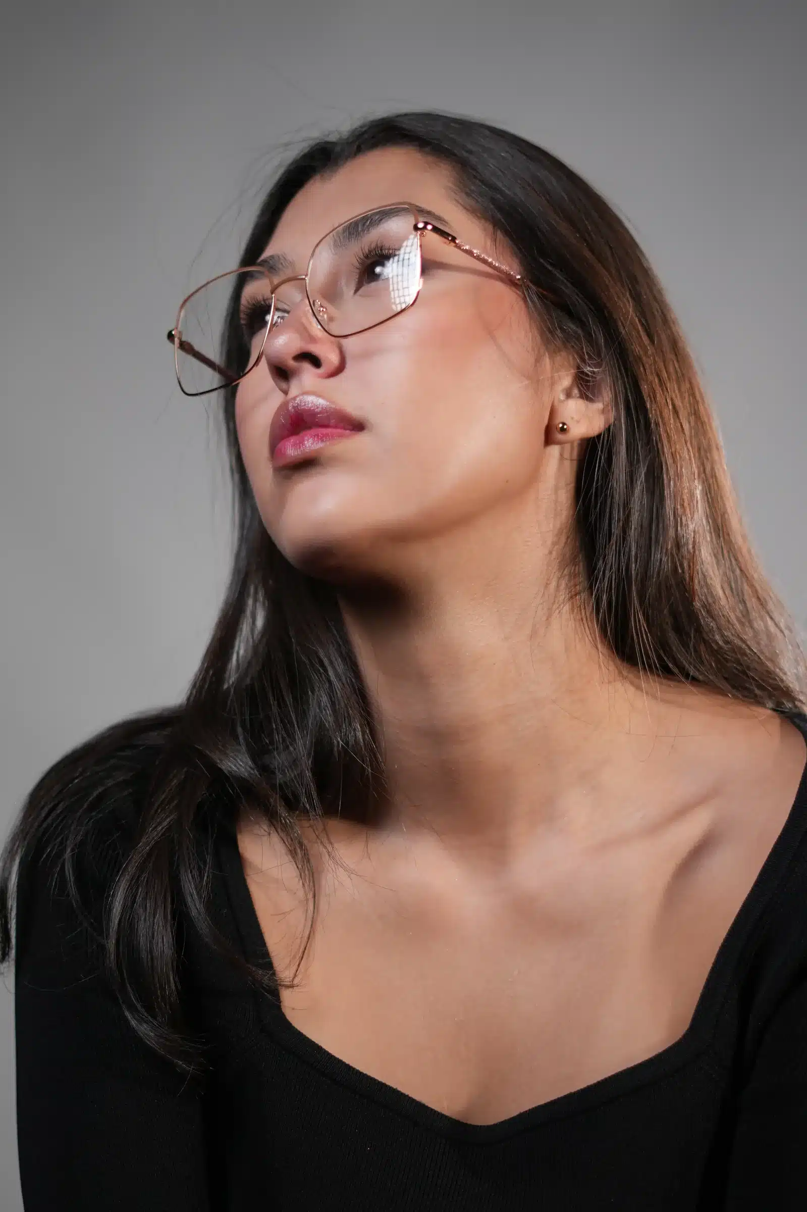 Monturas cuadradas para mujer oro rosa estilo elegante