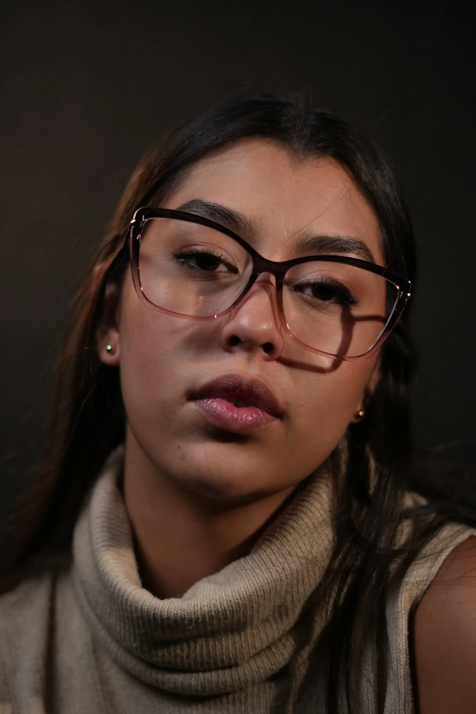 Monturas de lentes para mujer modernas ojo de gato negro degradado rosado